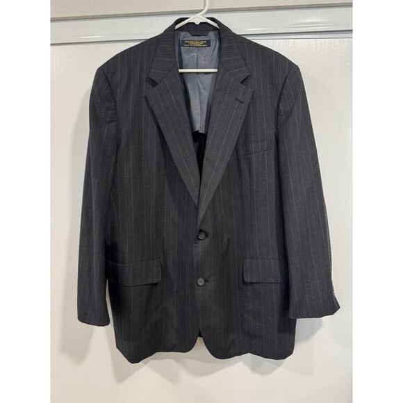 VINTAGE Brooks Brothers Suit Mens 48L Dark Gray Pinstripe Pants 40x30